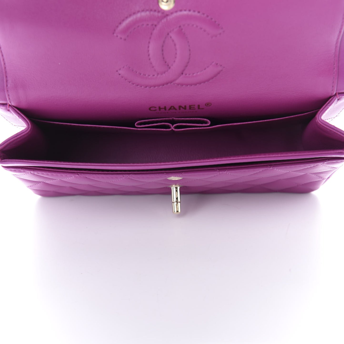 Lambskin Quilted Small Double Flap Purple