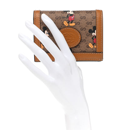 Gucci X DISNEY Mini Vintage GG Supreme Monogram Mickey Mouse Card Holder Wallet Beige Vintage Sun Oil 2 of 7