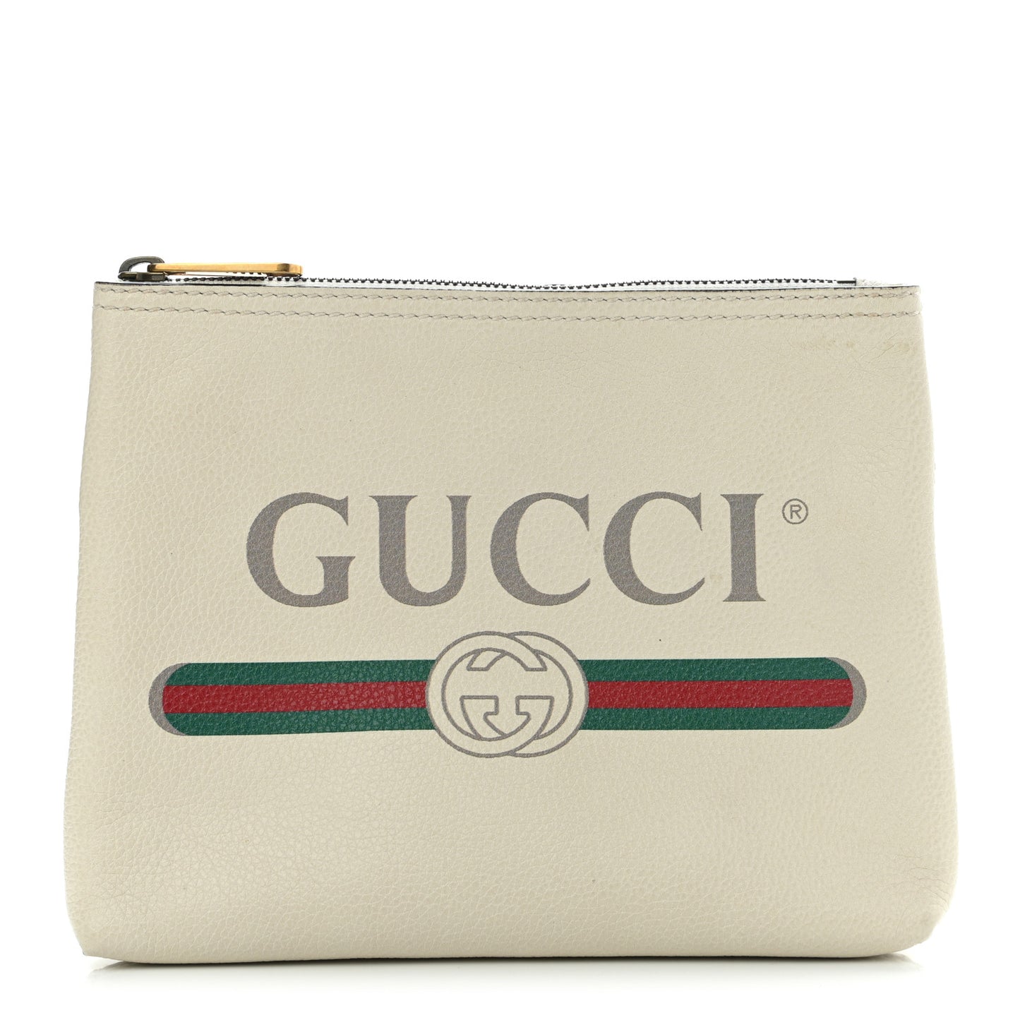 Pebbled Calfskin Medium Logo Portfolio Clutch White