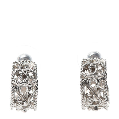 Chanel CC Camellia Hoop Earrings Silver 1 of 5