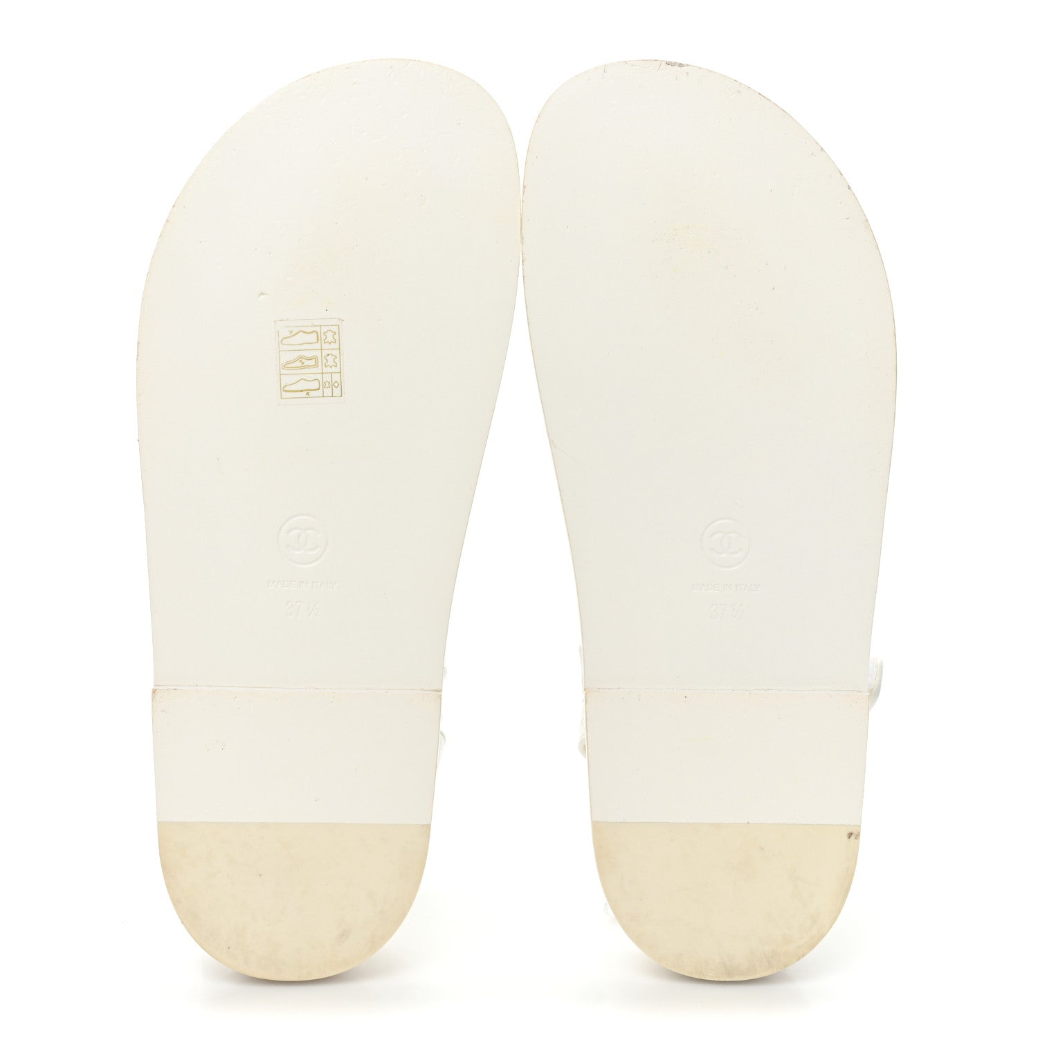 Chanel Laminated Lambskin Quilted Velcro Dad Sandals 37.5 White 5 of 15