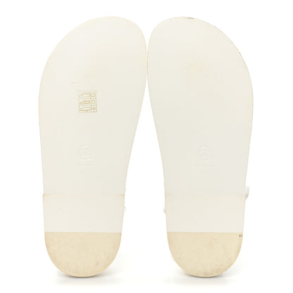 Chanel Laminated Lambskin Quilted Velcro Dad Sandals 37.5 White 5 of 15