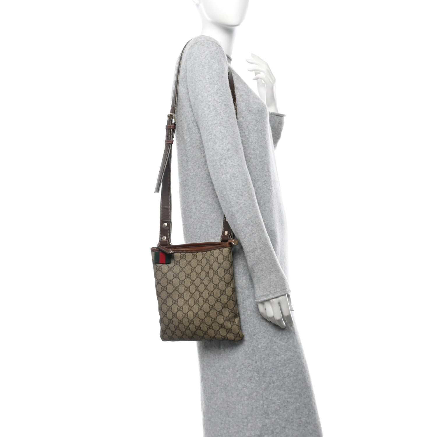Gucci GG Plus Monogram Signature Web Loop Messenger Brown 2 of 10
