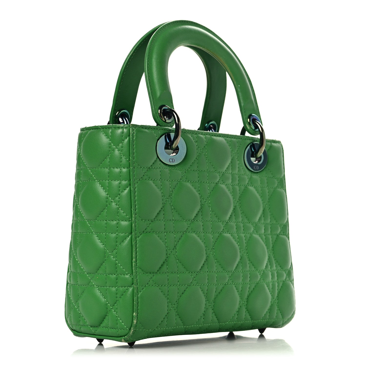 Christian Dior Lambskin Cannage Small Lady Dior Bright Green 3 of 17