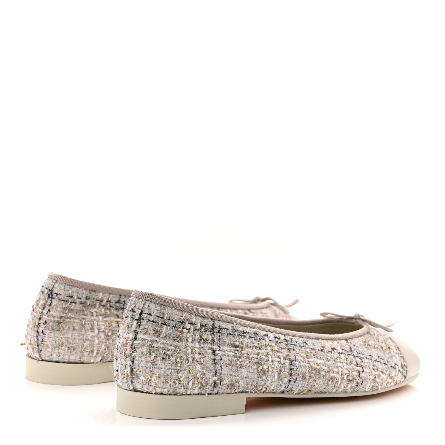 Chanel Tweed Lambskin Cap Toe Ballerina Flats 40 Grey Multicolor 5 of 9