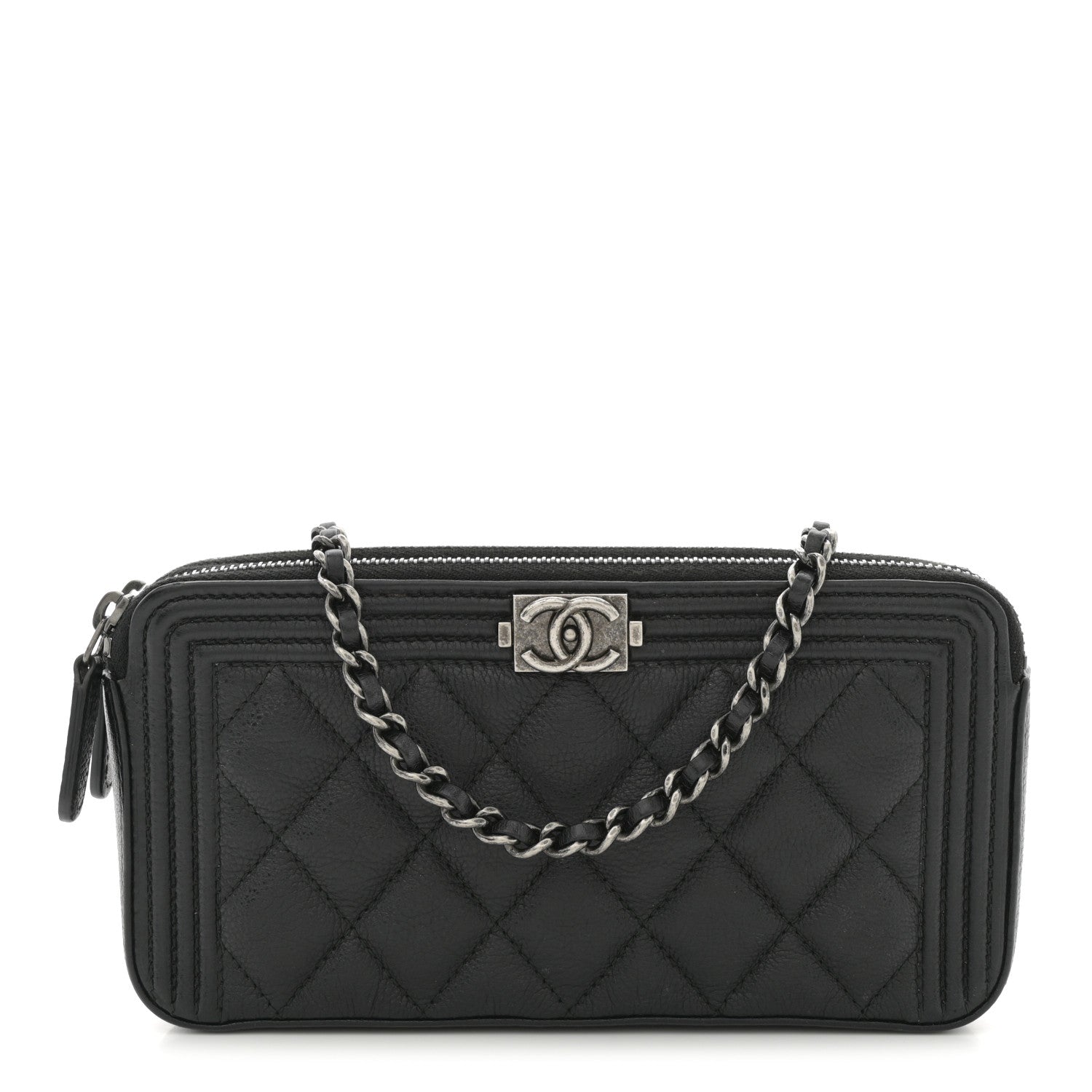 Chanel Caviar Quilted Small Boy Clutch With Chain Black 1 of 12