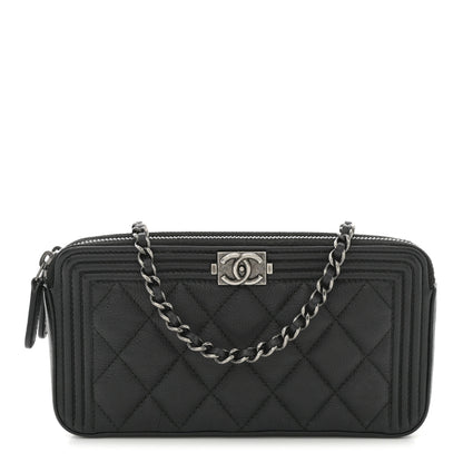 Chanel Caviar Quilted Small Boy Clutch With Chain Black 1 of 12