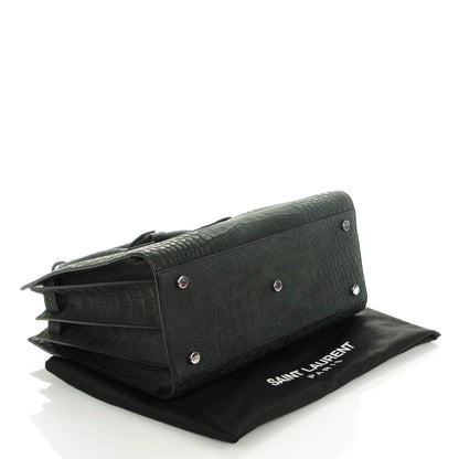 Saint Laurent Crocodile Embossed Small Sac de Jour Dusty Black 4 of 7
