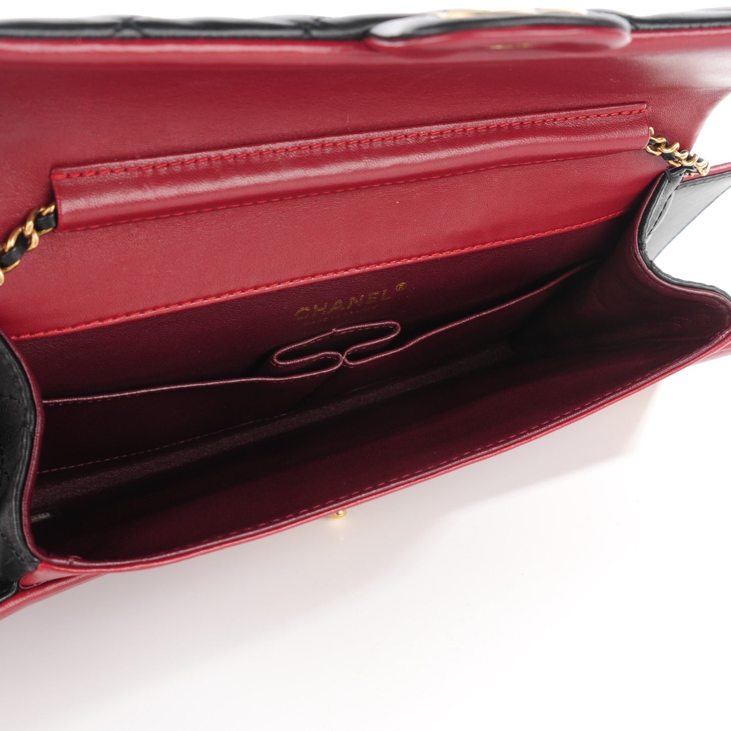 Calfskin Quilted Brasserie Gabrielle Menu CC Clutch Dark Red