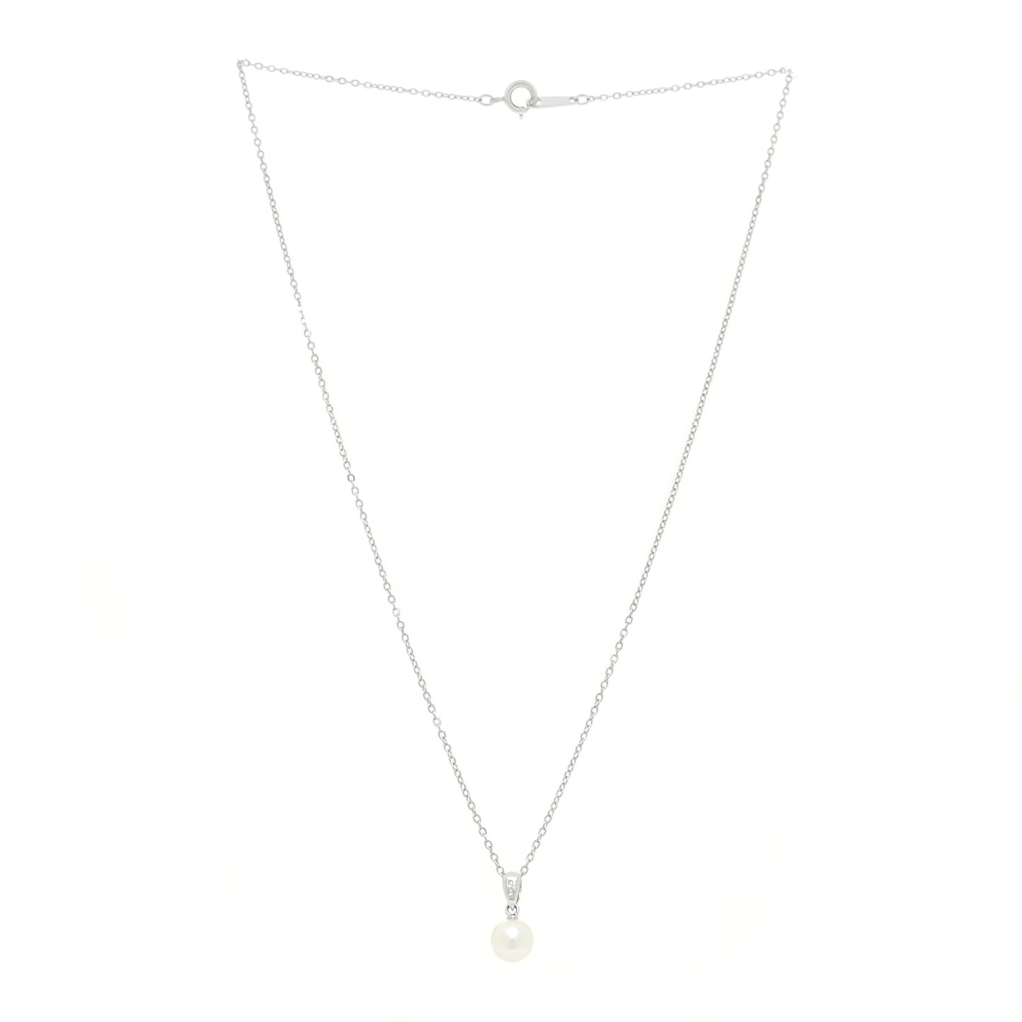 Sterling Silver Akoya Pearl 7mm Drop Pendant Necklace