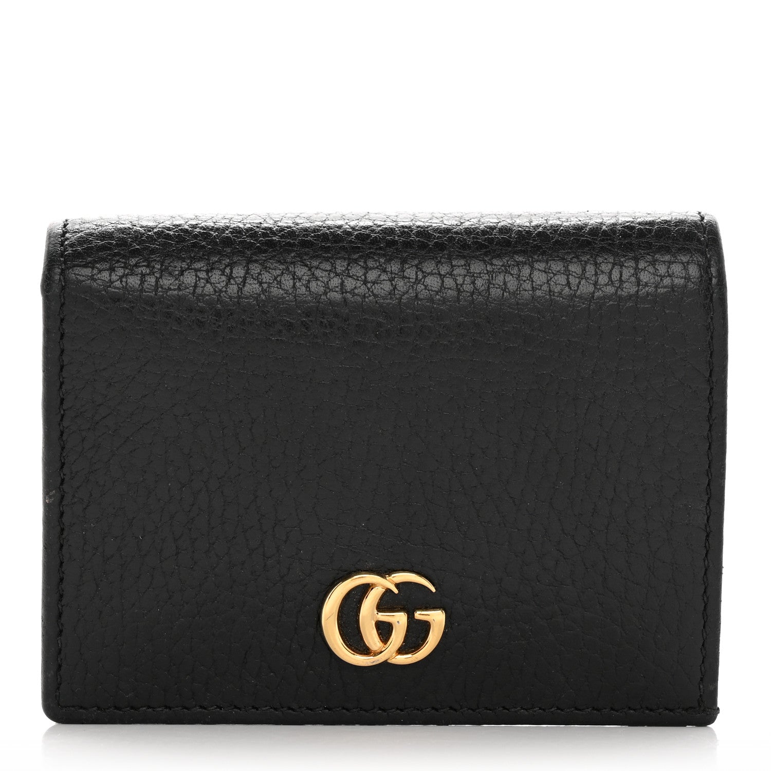 Gucci Pebbled Calfskin GG Marmont Card Case Black 1 of 11