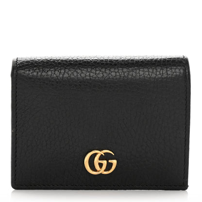 Gucci Pebbled Calfskin GG Marmont Card Case Black 1 of 11