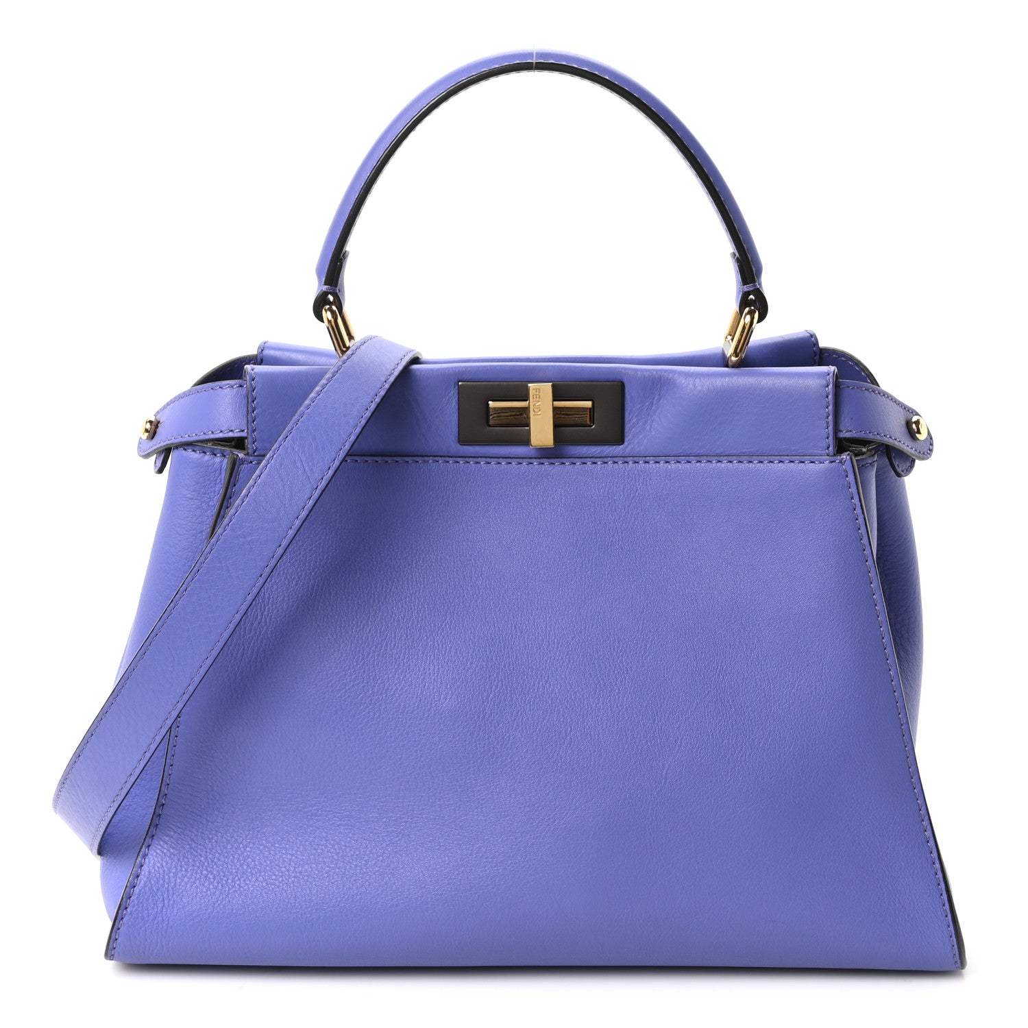 Fendi Vitello Seta Medium Peekaboo Iconic Satchel Viola Cassis 1 of 10