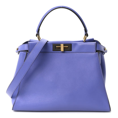 Fendi Vitello Seta Medium Peekaboo Iconic Satchel Viola Cassis 1 of 10