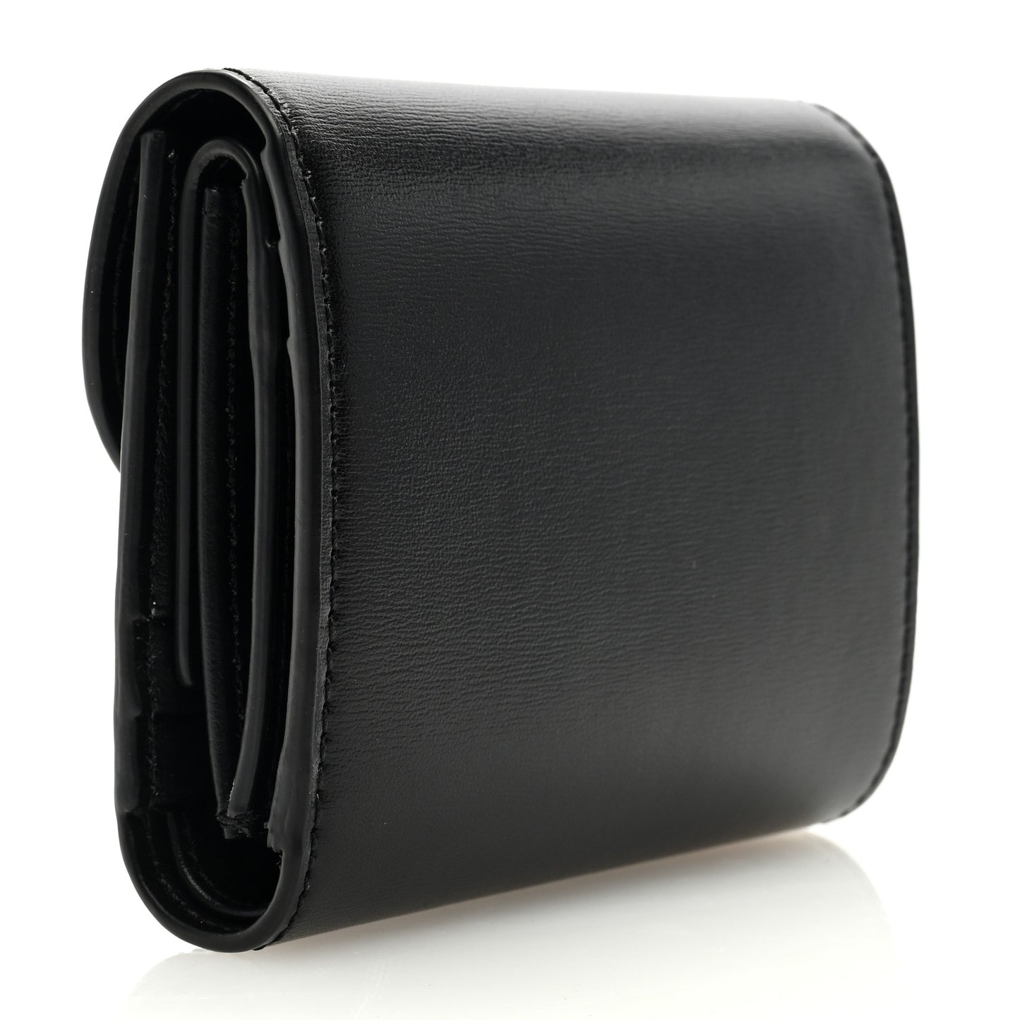 Shiny Calfskin Small Triomphe Wallet Black