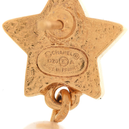 Chanel Crystal Pearl CC Star Drop Earrings Gold 4 of 5
