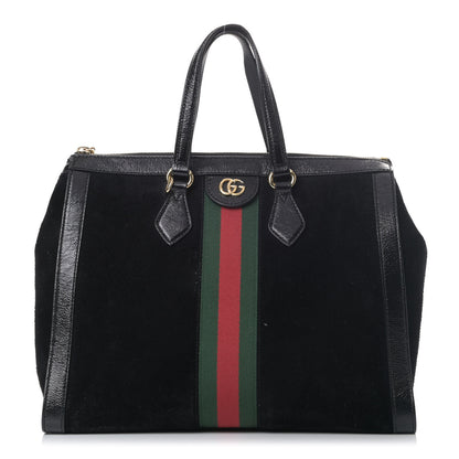 Gucci Suede Patent GG Web Medium Ophidia Tote Bag Black 1 of 9