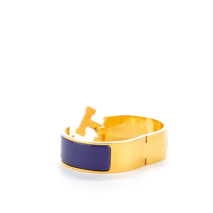 Hermes Enamel Wide Clic Clac H Bracelet GM Iris 3 of 5