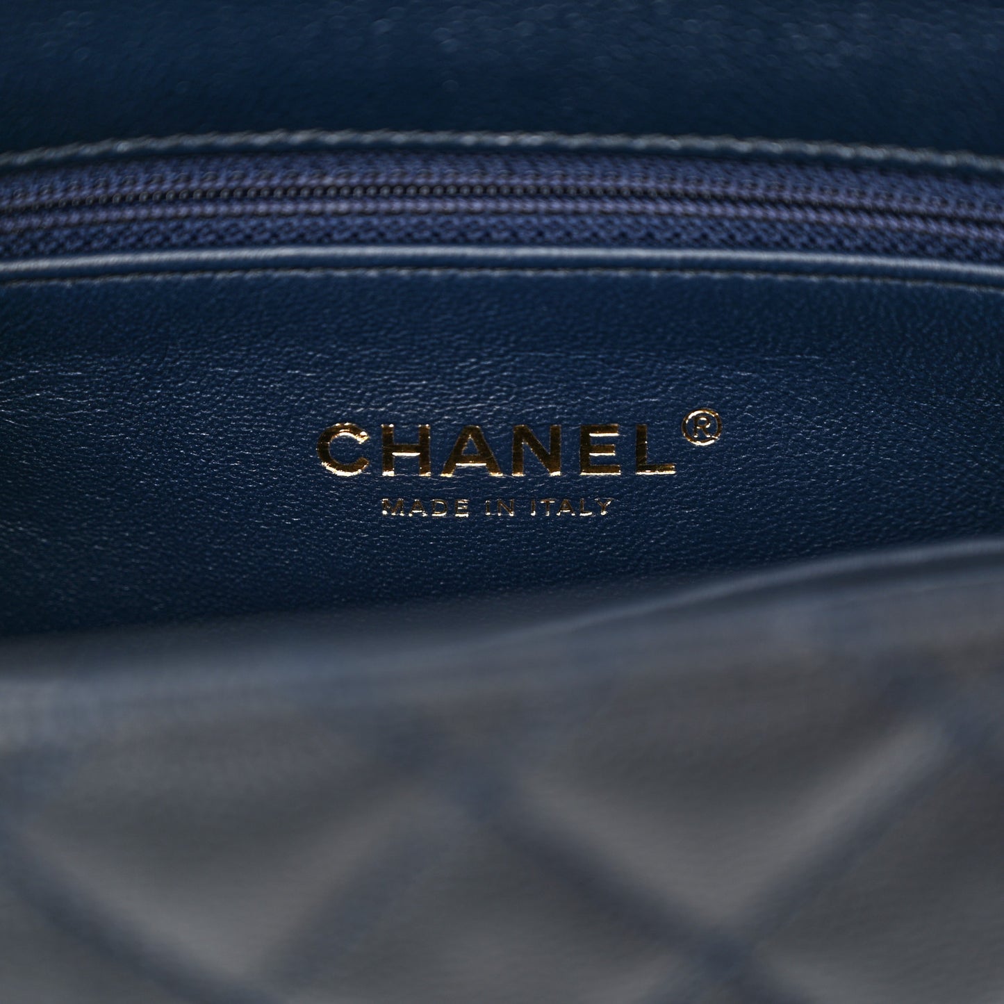 Caviar Quilted Lizard Embossed Mini Coco Handle Flap Dark Blue