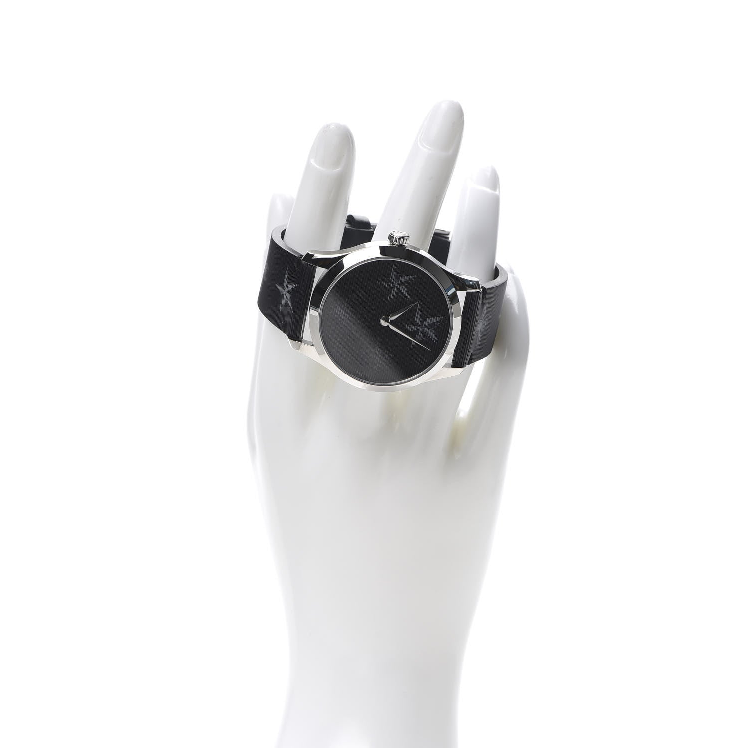 Gucci Stainless Steel Calfskin 38mm G-Timeless Bee Star Hologram Quartz Watch Black 2 of 8