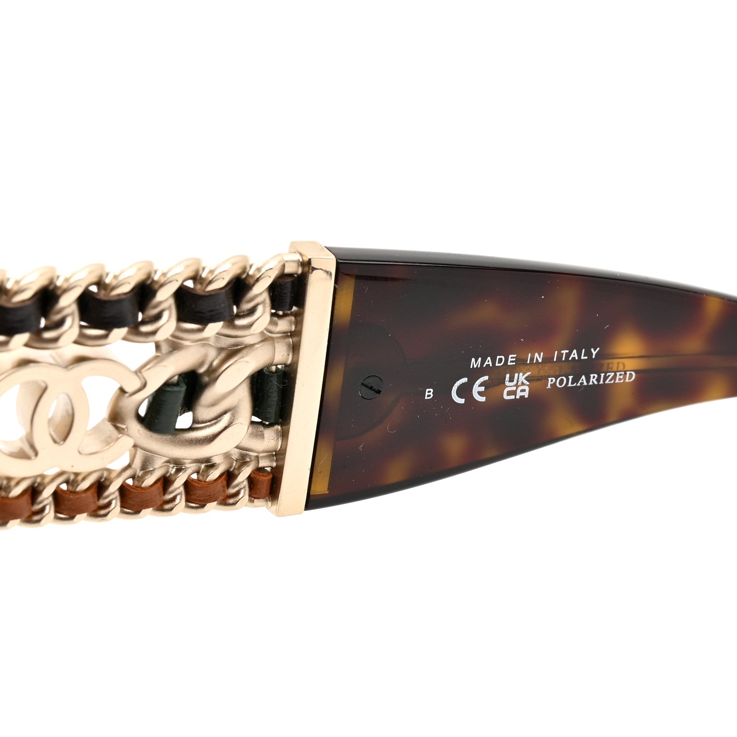 Chanel Acetate Calfskin Chain Polarized CC Sunglasses 5536-Q-A Tortoise 6 of 8
