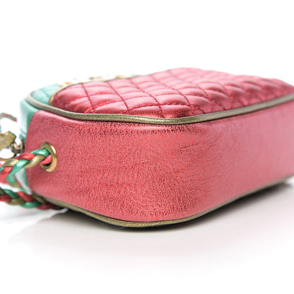Gucci Laminated Nappa Trapuntata Mini Zumi Dome Shoulder Bag Rosso Jasmine Green Rame 7 of 10
