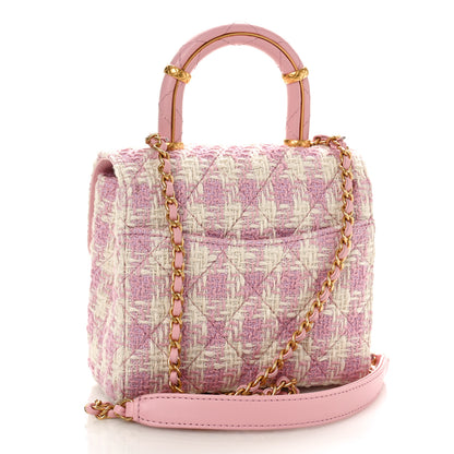 Chanel Tweed Handle Crush Top Handle Flap Bag Pink Ecru 2 of 9