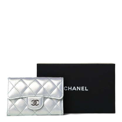 Chanel Iridescent Calfskin Quilted Flap Card Holder Light Blue 8 of 8