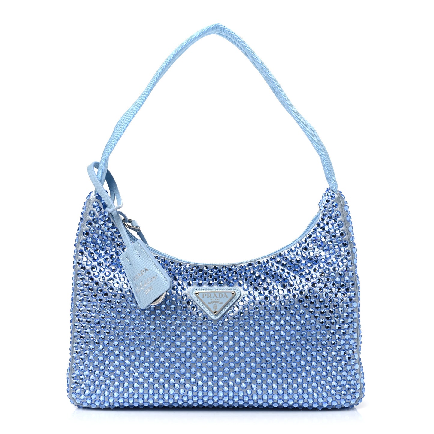 Satin Crystal Mini Re-Edition 2000 Bag Celeste