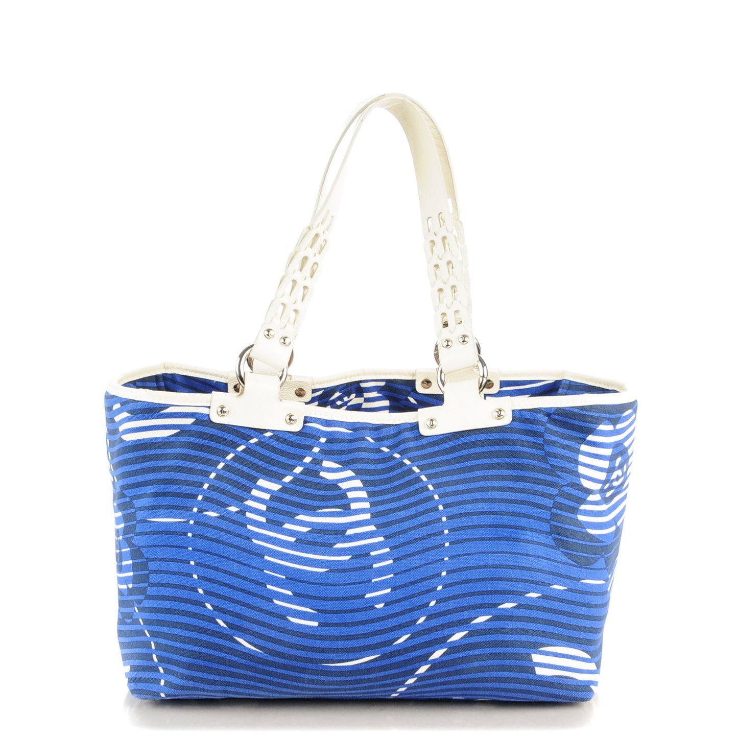 Canvas Camellia Flower Beach Tote Blue