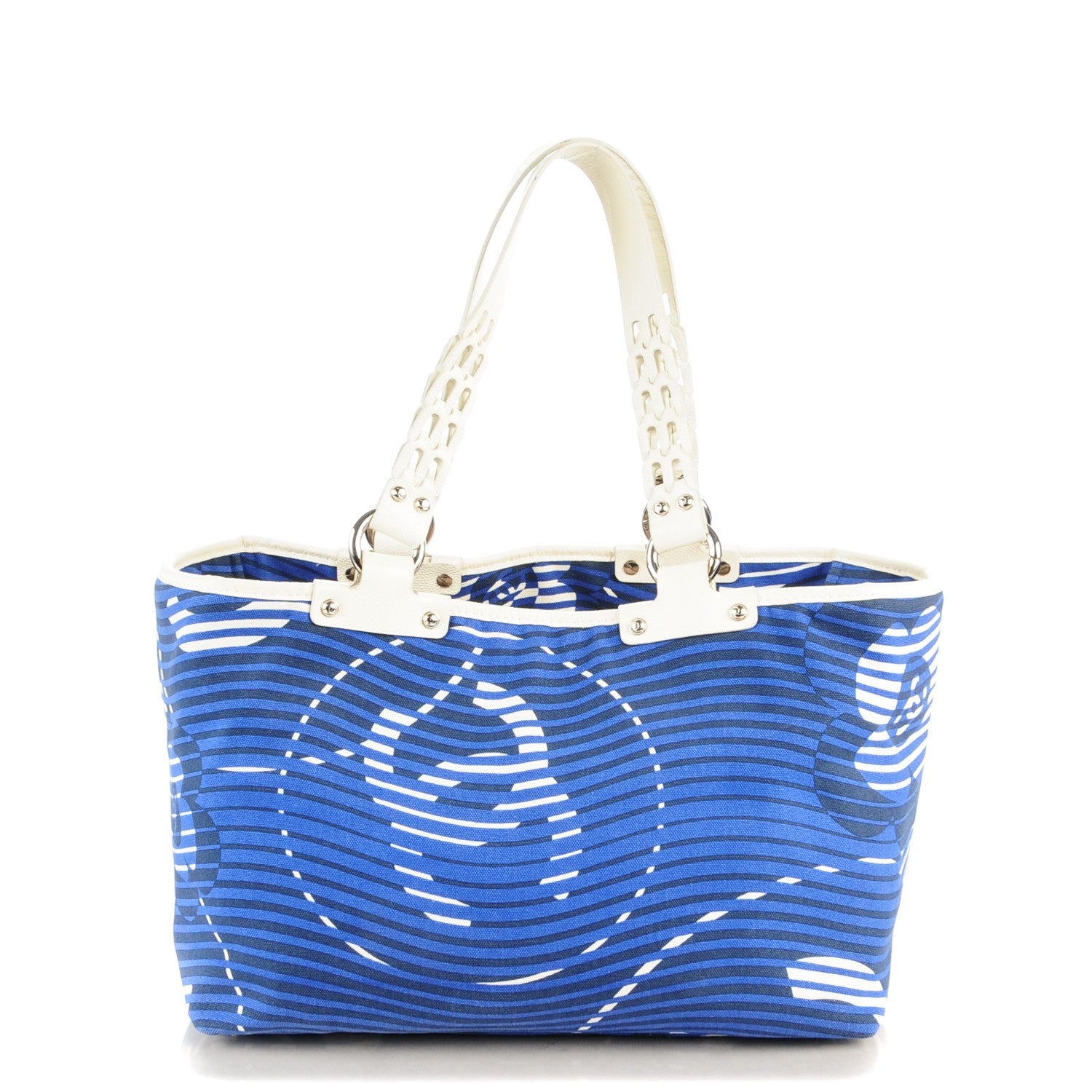 Chanel Canvas Camellia Flower Beach Tote Blue 1 of 7