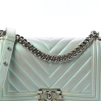 Chanel Iridescent Lambskin Chevron Quilted Medium Boy Flap Turquoise 9 of 9