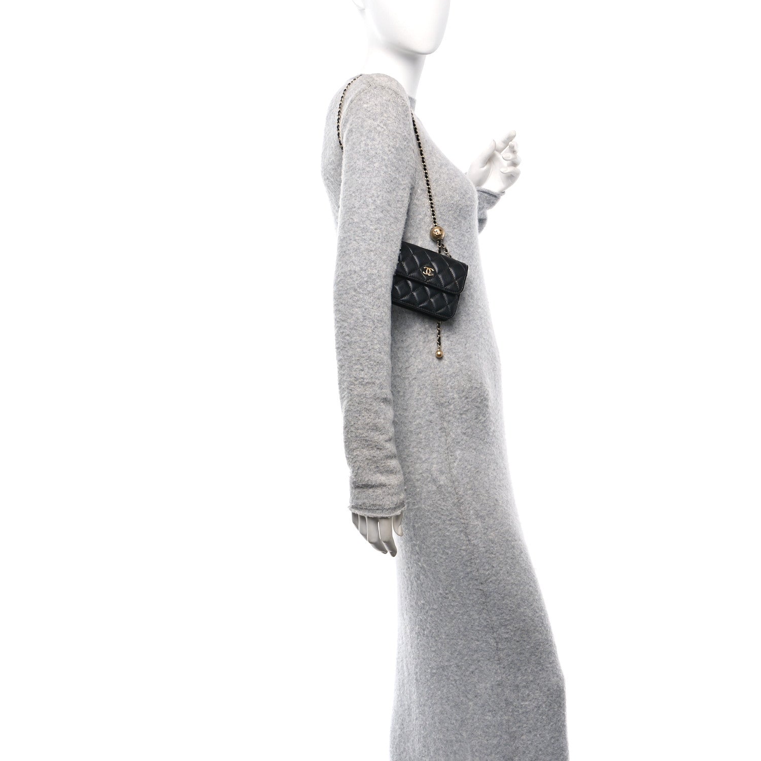 Chanel Lambskin Quilted Pearl Crush Clutch With Chain Black 2 of 12