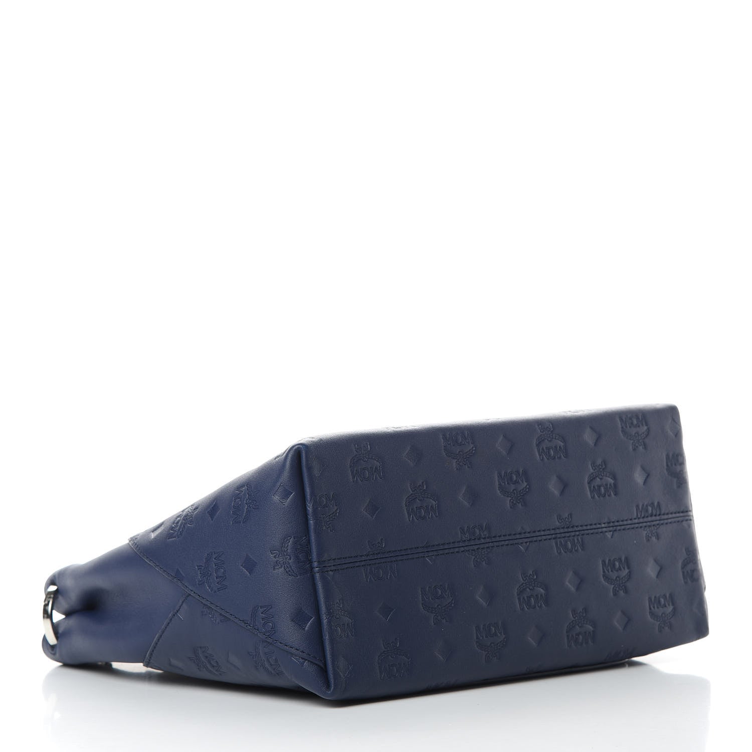 MCM Calfskin Ottomar Monogram Medium Klara Hobo Navy Blue 4 of 13