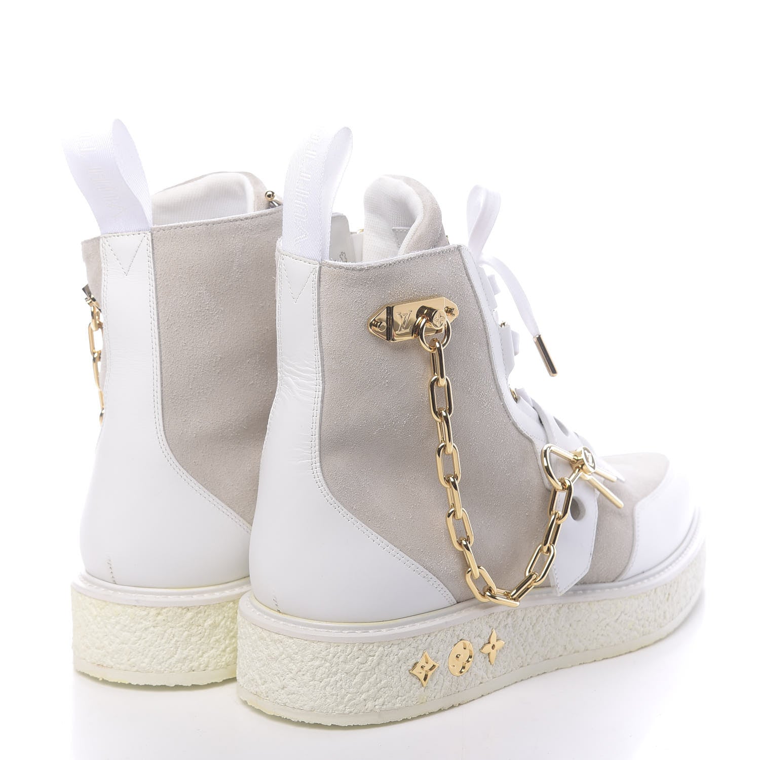 Louis Vuitton Calfskin Suede Mens Creeper Ankle Boots 8 White 4 of 8