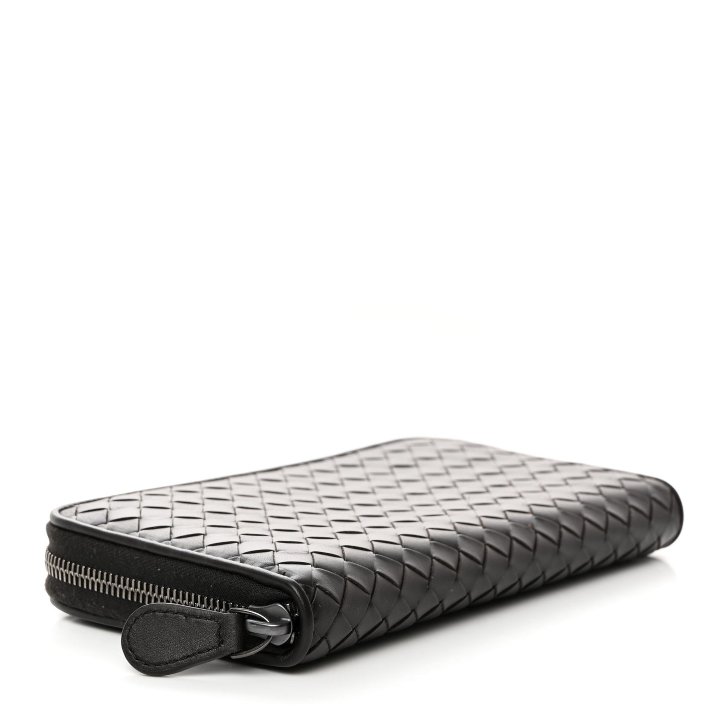 Nappa Intrecciato Zip Around Wallet Ebano