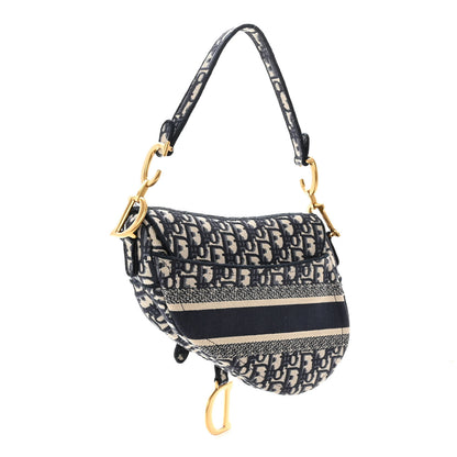 Christian Dior Oblique Embroidered Saddle Bag Blue 3 of 10