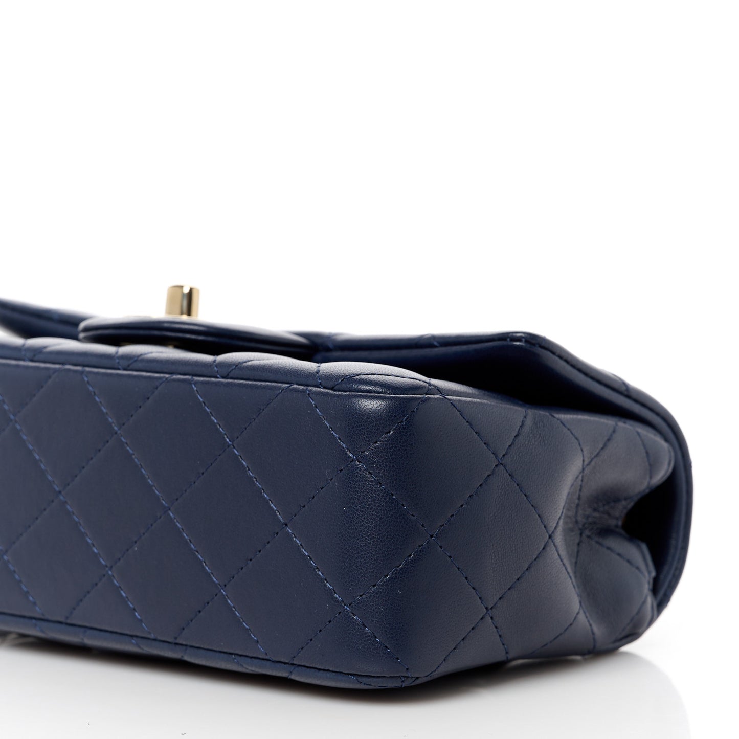 Lambskin Quilted Mini Rectangular Flap Dark Navy Blue