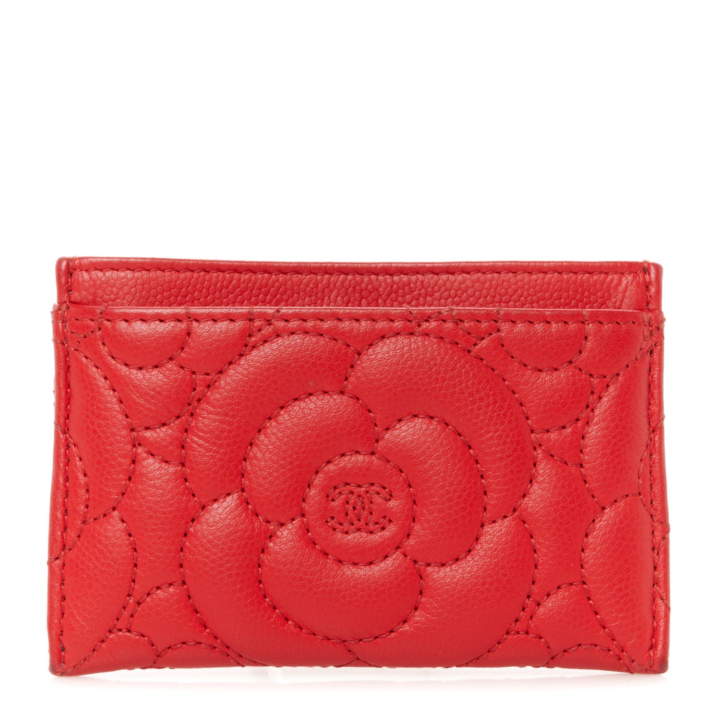 Caviar Camellia Embossed Card Holder Red