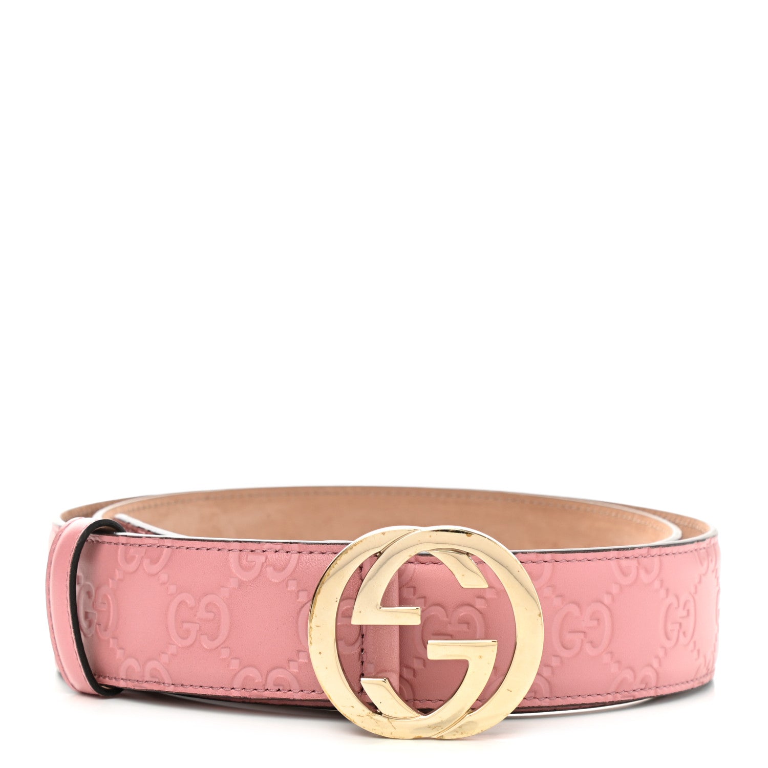 Gucci Guccissima Signature Interlocking G 37mm Belt 100 40 Rose Baby Candy 1 of 5