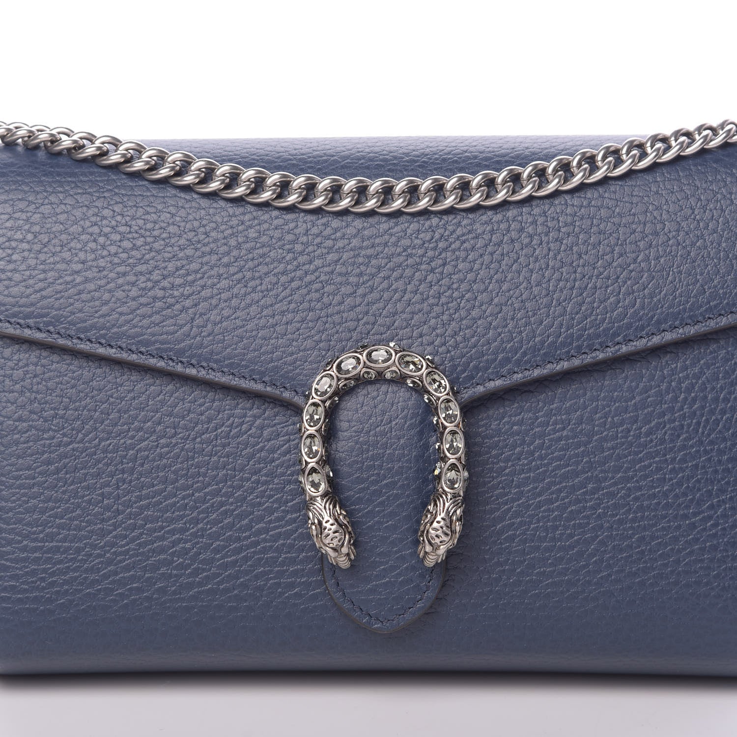 Gucci Dollar Calfskin Crystal Mini Dionysus Chain Wallet Blue Agata Black Diamond 8 of 10