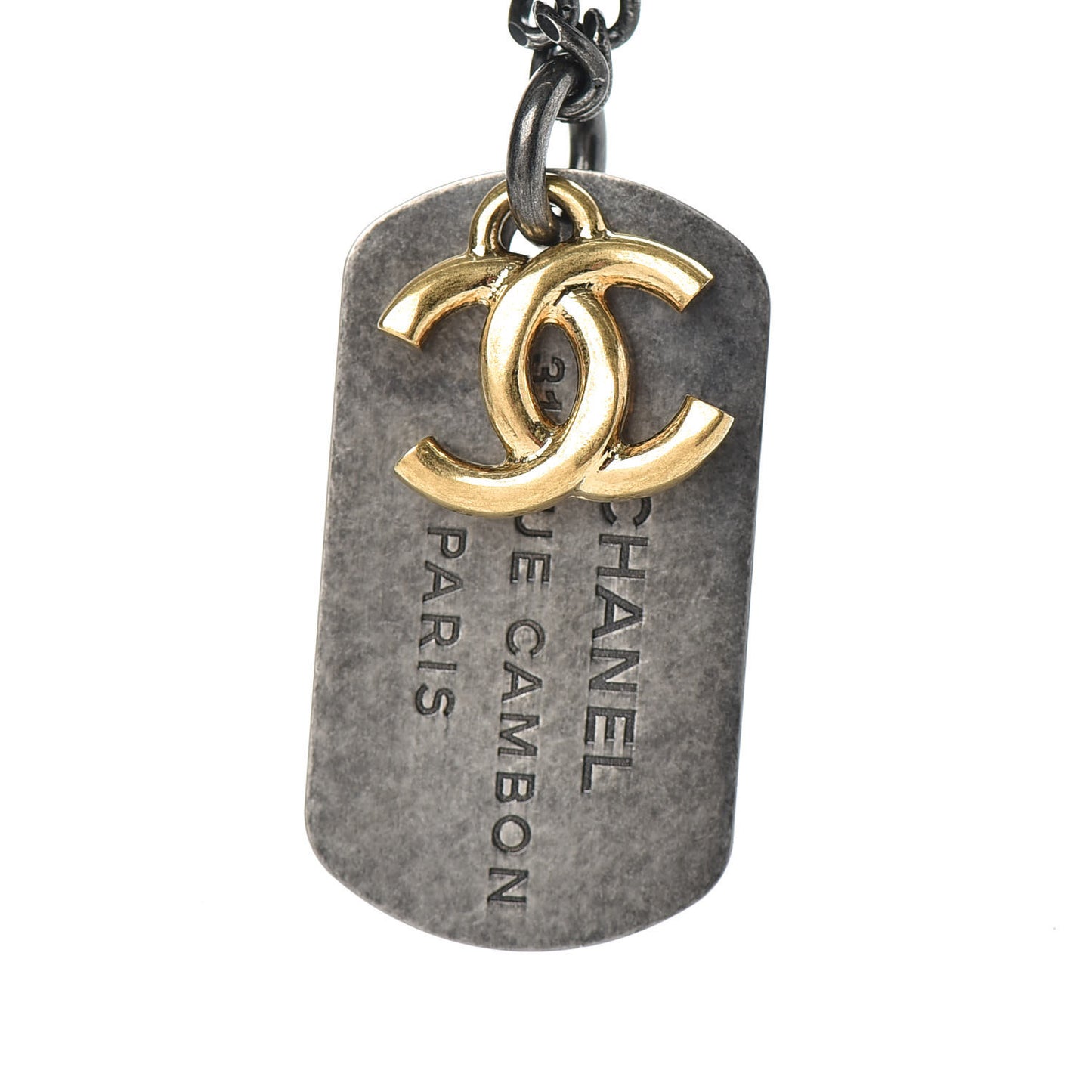 Ruthenium ID Dog Tag Charm Necklace Silver Gold