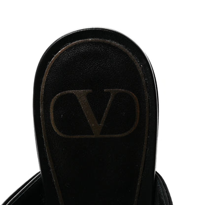 Valentino Garavani Calfskin Monochrome Roman Stud Ankle Strap Flat Mules 35 Black 8 of 9