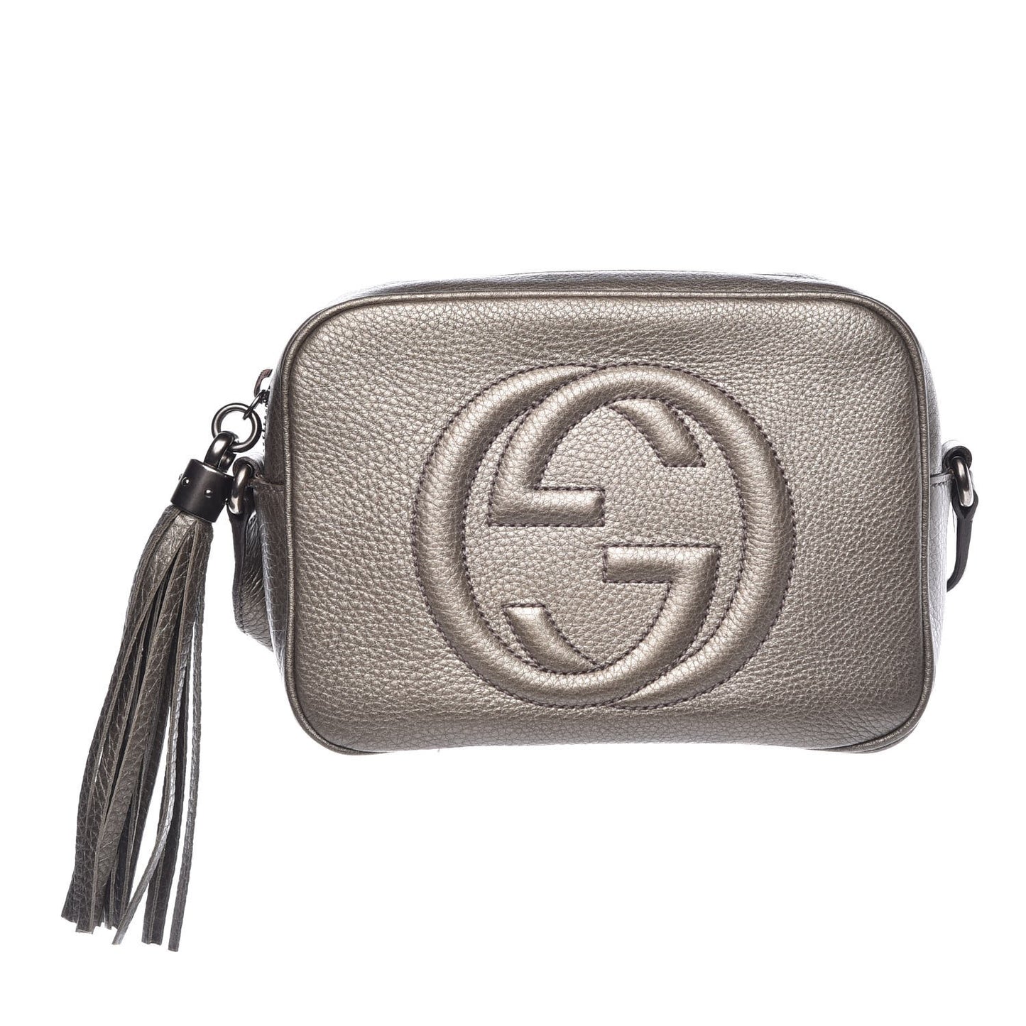 Metallic Pebbled Calfskin Small Soho Disco Bag Sasso