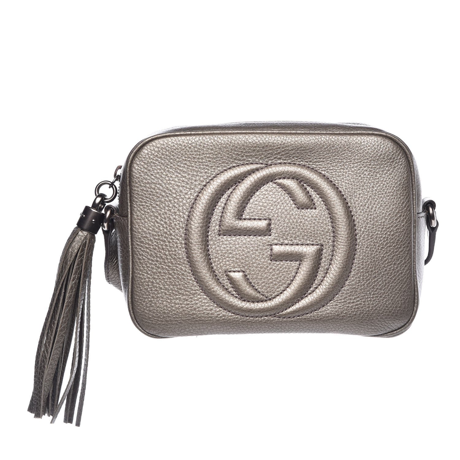 Gucci Metallic Pebbled Calfskin Small Soho Disco Bag Sasso 1 of 7