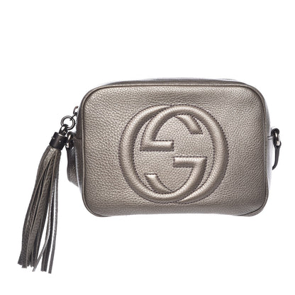 Gucci Metallic Pebbled Calfskin Small Soho Disco Bag Sasso 1 of 7