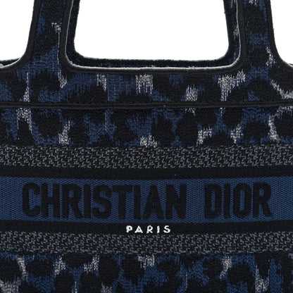 Christian Dior Canvas Mizza Embroidered Mini Leopard Book Tote Blue 8 of 10