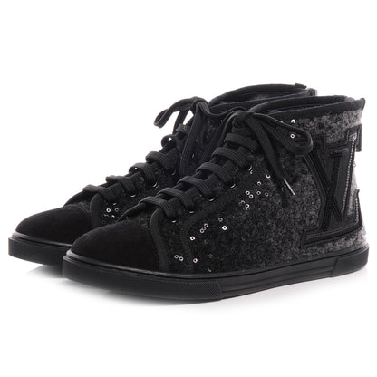 Louis Vuitton Wool Sequins Punchy High Top Sneakers 36 Anthracite 3 of 7