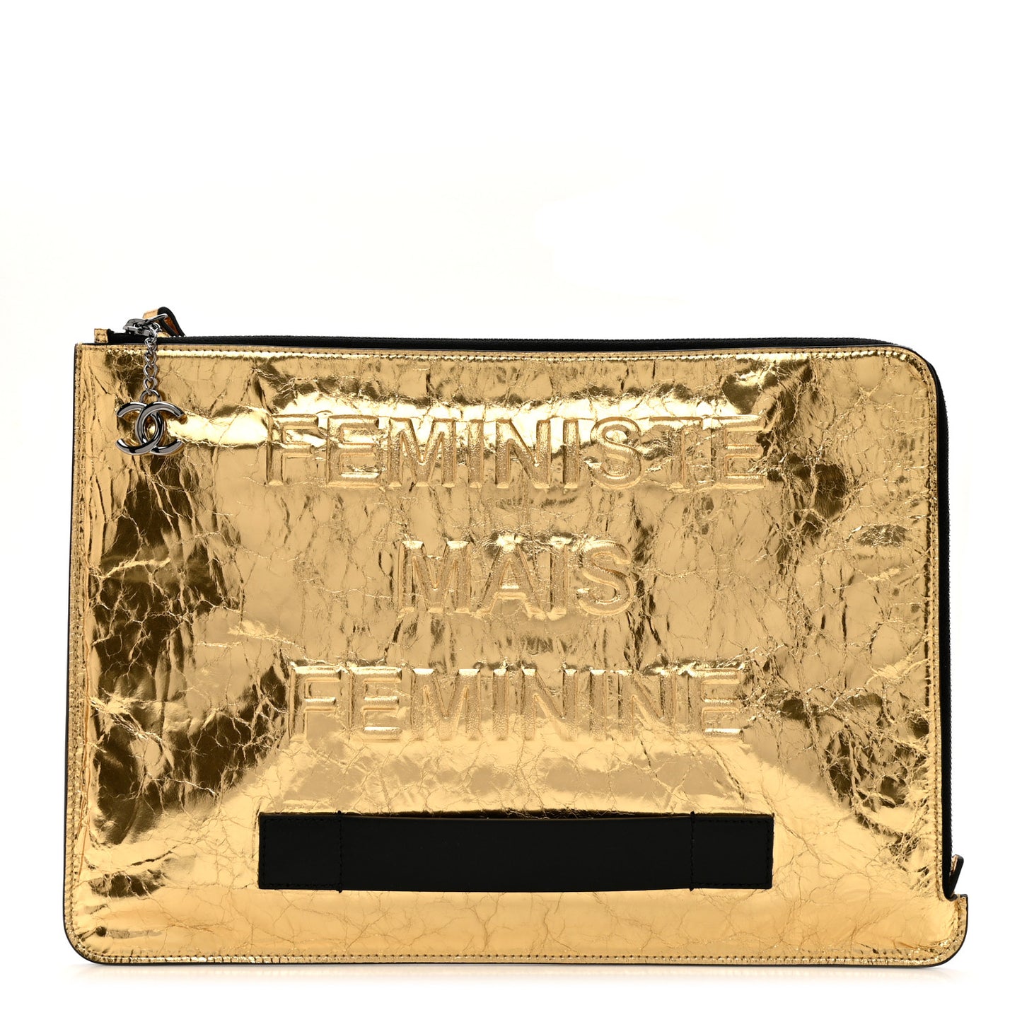 Metallic Lambskin Medium Je Ne Suis Pas En Solde Pouch Clutch Gold