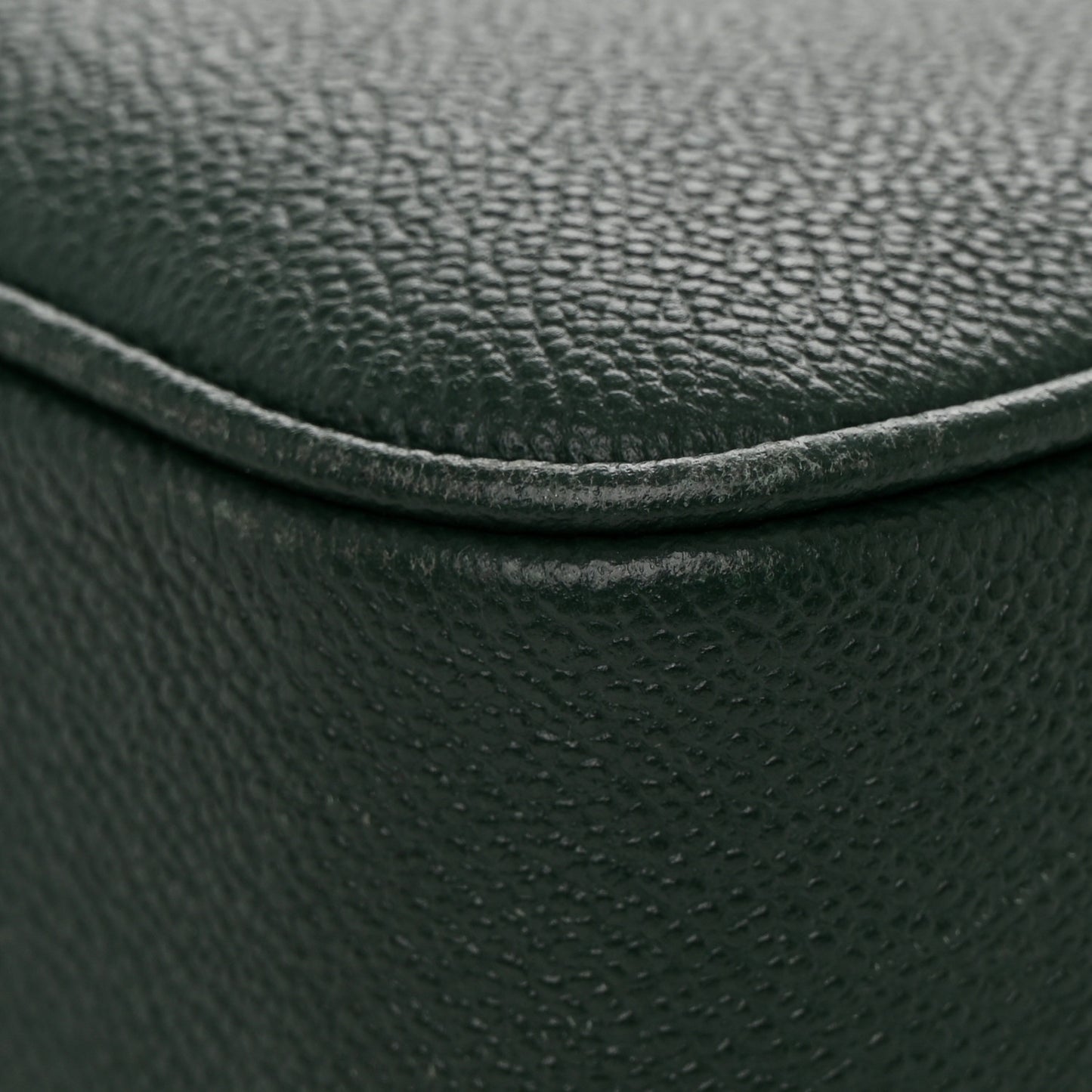 Soft Grain Calfskin Small Buckle Zip Bag Green